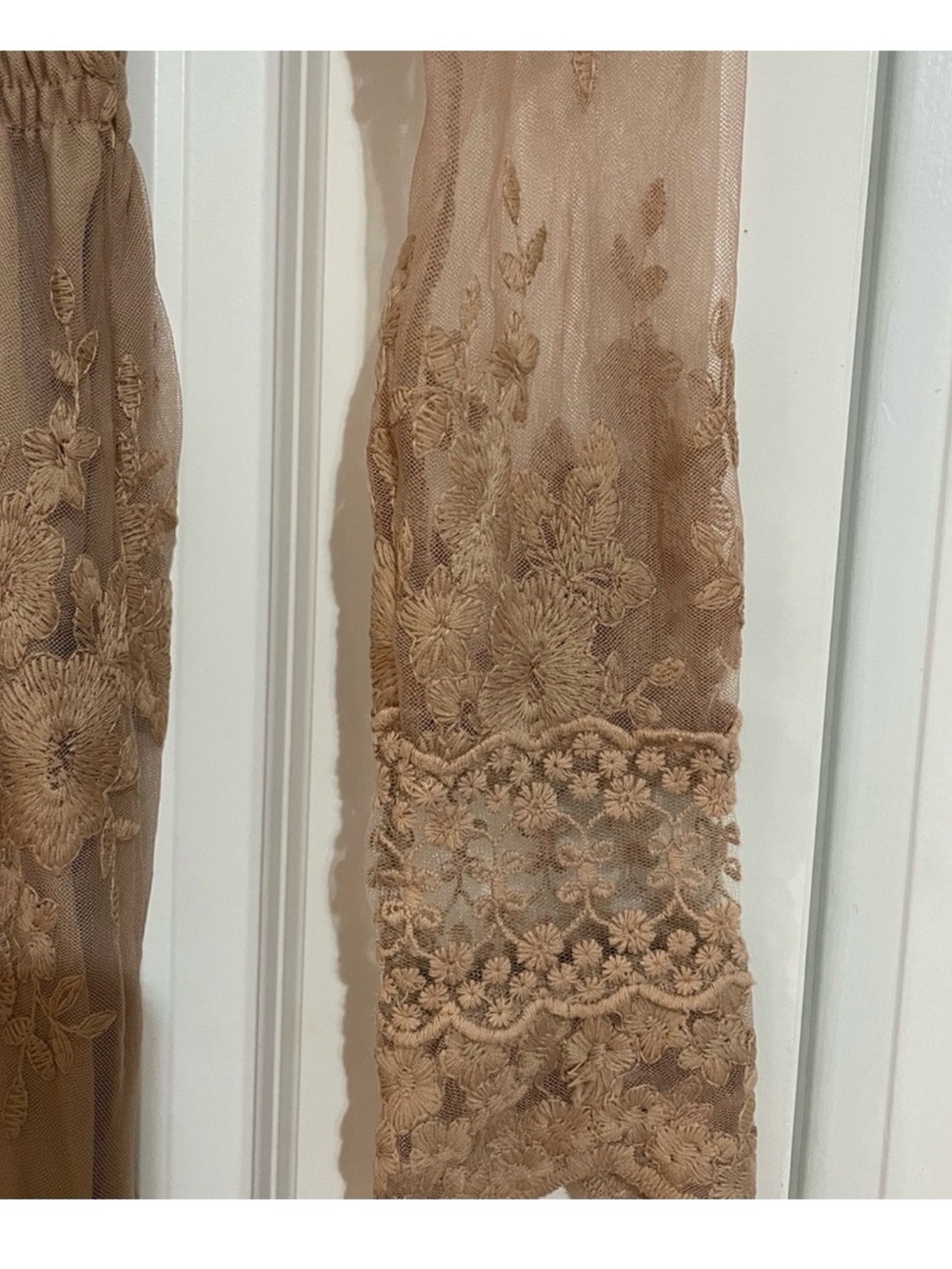 Listicle Blush Lace Maxi Dress with Sheer Floral Overlay - Picture 3 of 8